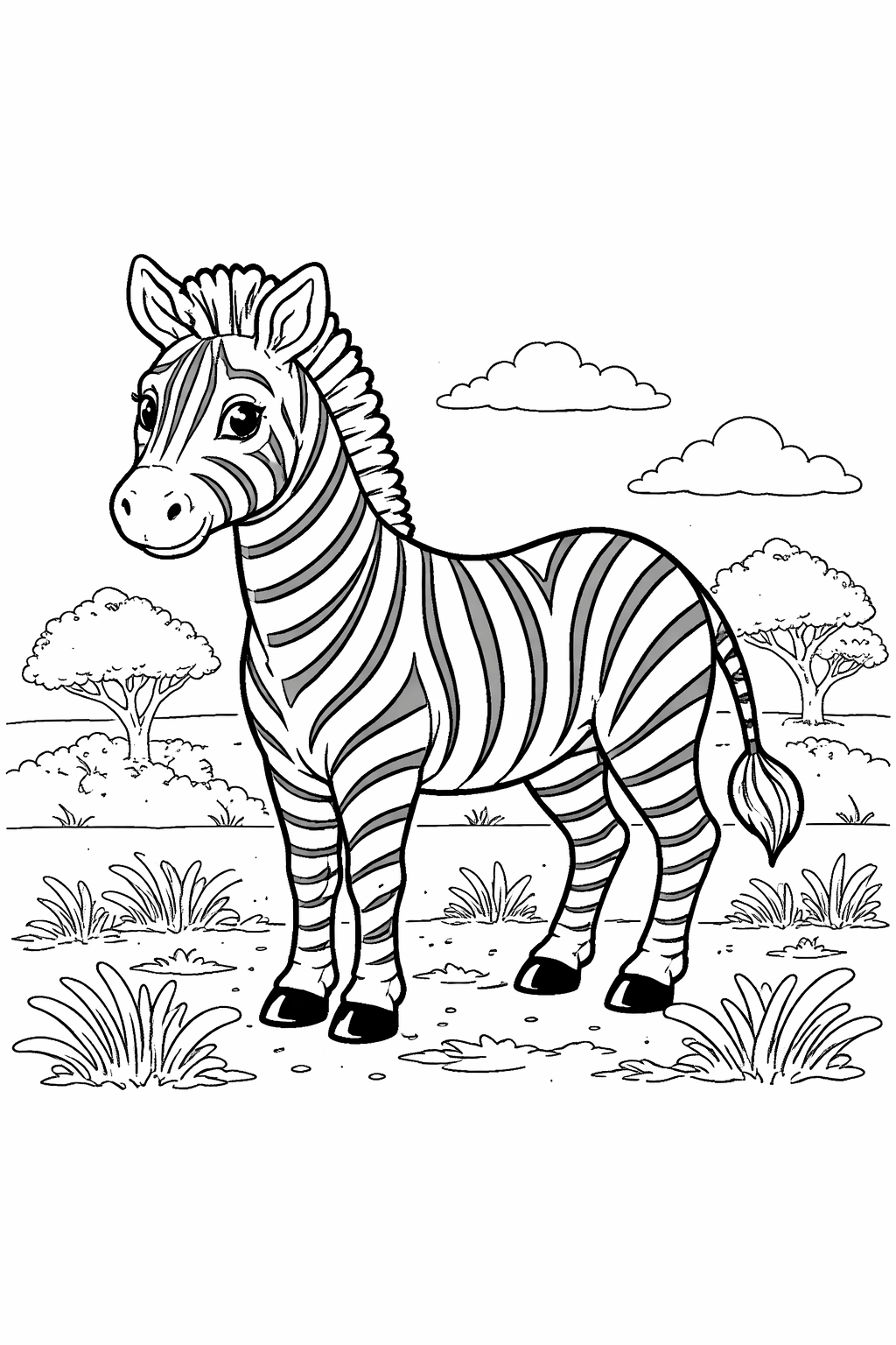 Zebra in wolken ausmalbild zum Ausmalen