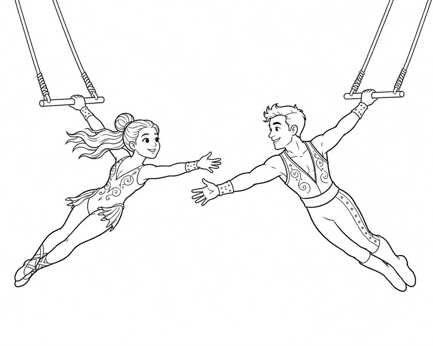 Zirkus trapezkuenstler ausmalbild zum Ausmalen